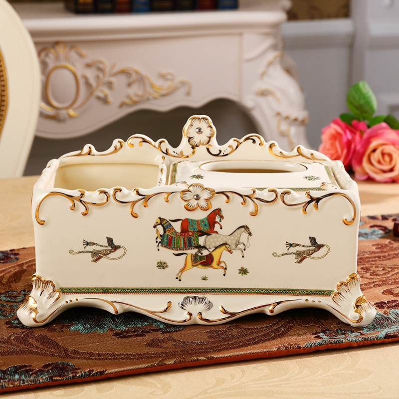 American creative tissue box European - style key-2 luxury home decoration ceramic pump cartons restoring ancient ways sitting room tea table furnishing articles