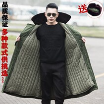 Military coat Mens winter thickened long cotton coat yellow coat security cold-proof suit Cold storage quilted jacket cotton suit
