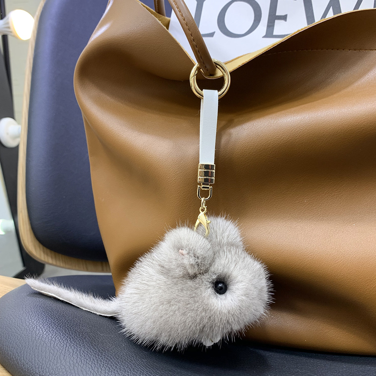 水貂毛可爱小老鼠皮草钥匙扣挂件ins毛绒玩偶包包挂饰生日礼物女