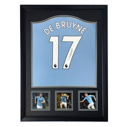 (Branches) 19-20 Manchester City De Bruyne Autographed football jersey shirt with SA certificate framed