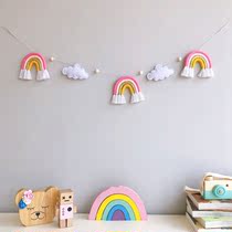 ins Nordic wind clouds rainbow wooden beads string baby childrens room bed tent bed mantle decoration photography wall props