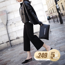 BettyChow soft to cry dont accept Shas old Paris soft gold snowflake deep charcoal gray straight 8-leggings