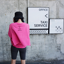 BettyChow walking with Wind Design feeling full of small cloak flocking letter T-shirt red and white