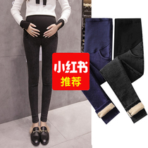 Pregnant woman beats bottom pants winter plus suede thickened outwear jeans Sub-style Autumn Winter Style Fashion Spring Autumn Long Pants Autumn Dress Winter Clothing
