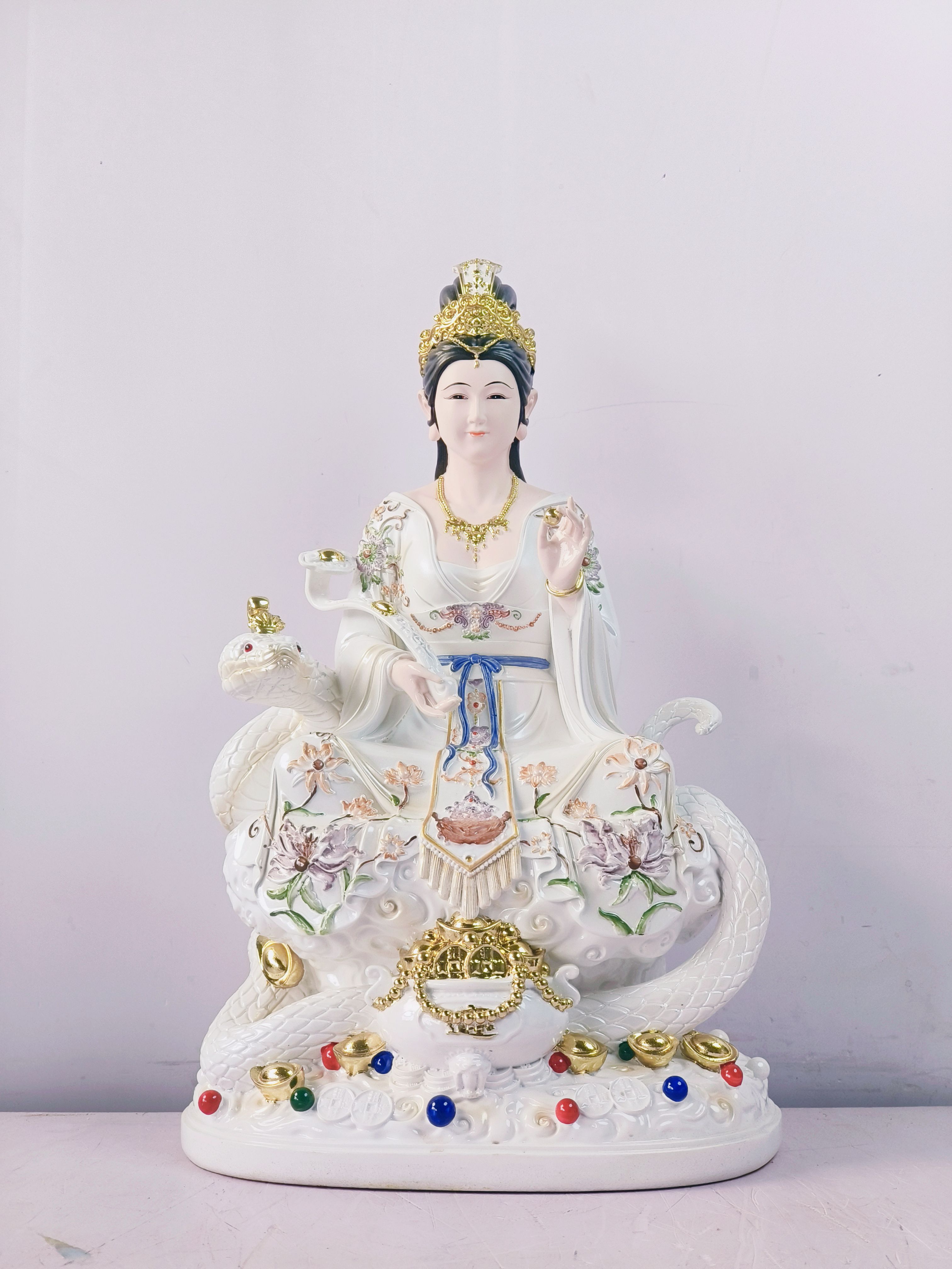 銅製 女媧神像 蛇身人首像 工芸品 居宅供養置物 汉白玉蛇化身女娲娘娘真身神像大地之母创世神补