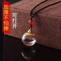 Hollow pendant capable of opening things transparent glass ball lovers necklace with female amulet pendant
