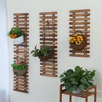 Hanging flower stand Living room wall flower stand Balcony decorative Wrought iron wall hanging plant stand Solid wood hanging wall flower pot stand