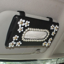 Car tissue box car creative hanging sun visor sunroof high-end diamond-encrusted car tissue cover car with paper box female