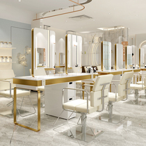 Net red hair salon mirror barbershop mirror Hair salon special tide led with light hanging wall hair cut mirror Wall-mounted