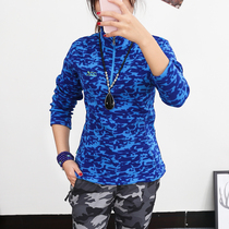 Outdoor camouflate Velvet Clothing Women Blouse SHAKE GRAIN SUEDE THICKENED WARM T-SHIRT SLEEVE HEAD SEMI-ZIPPED MOUNTAINEERING FOOT AUTUMN WINTER