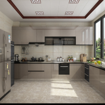 Custom acrylic door panel overall cabinet custom stainless steel kitchen cabinet laser six-sided seamless edge banding Simple and modern