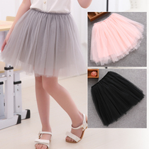 Girls  short skirt Skirt Spring and autumn Korean version of the child princess dress Middle and large childrens mesh skirt Baby puffy skirt