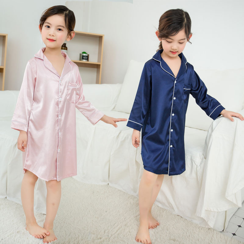 Girls Silk Sleepwear Summer 2021 Spring and Summer New Korean Children's Ice Silk Pajamas Girls Home Clothes Mother Women