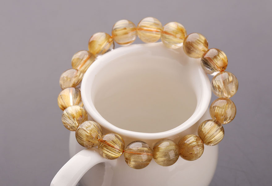 39.96克 约11mm 钛晶手链 颗颗猫眼 晶体好