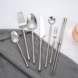 Nordic ins elegant brushed frosted stainless steel Western steak knife, fork and spoon four-piece home retro tableware set