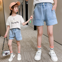 Girl Denim Shorts 2022 New Summer Dress Han Version Loose Ultra-Ocean Thin 100 lap CUHK Tong Child hot pants