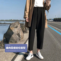 2021 new large size womens pants pear shaped body pants Joker slim old pants high waist slingers casual pants