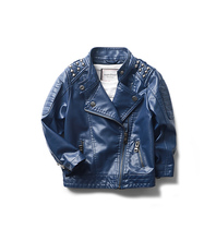 Foreign trade boy leather jacket Autumn Winter childrens clothing rivets leather clothing baby locomotive plus velvet leather clothing childrens pu leather clothing