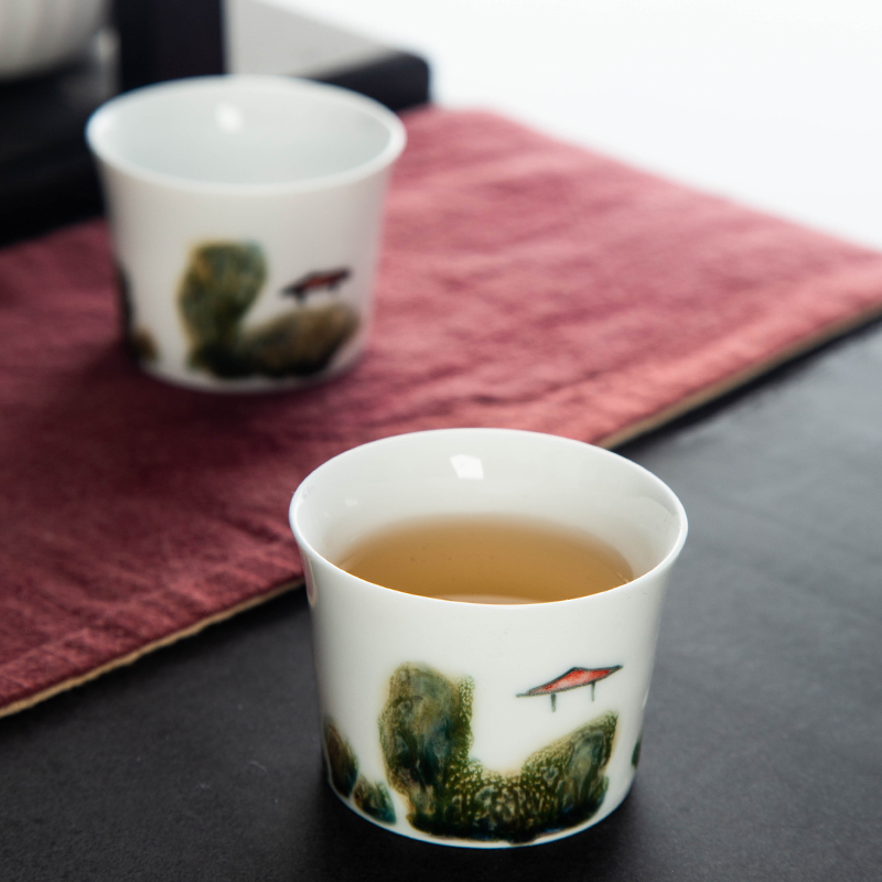 Hand - made ceramic tea cup sample tea cup color glaze up product manual single CPU JingDe kung fu tea masters cup