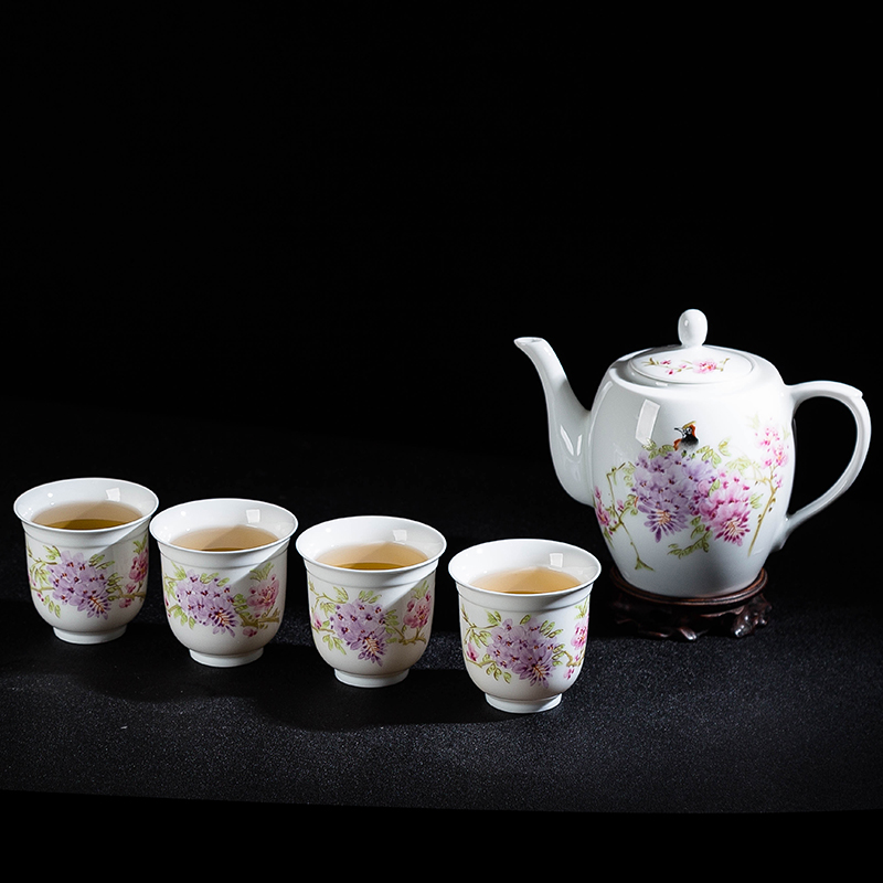 Jingdezhen ceramic hand - made tea kettle kung fu tea set famille rose tea, tea taking single pot of domestic cold water