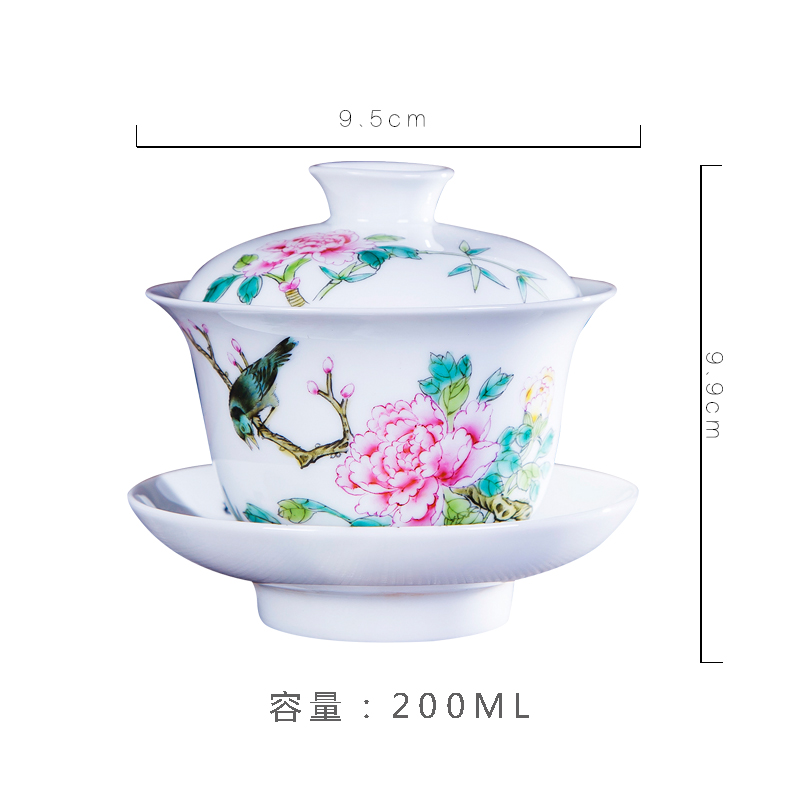 Jingdezhen ceramic hand - made pastel tureen kung fu tea set three cups to use hand catch bowl of tea to tea cups