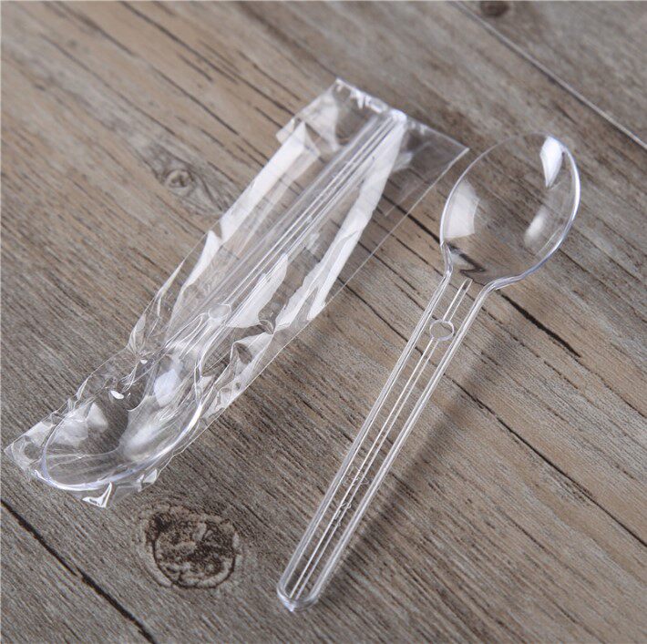 一次性甜品勺子透明塑料冰淇淋勺子一次性小勺独立包装100只