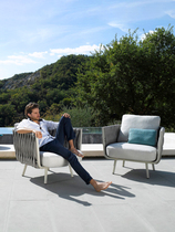 Nordic Outdoor Weaving Rattan Sofa Lying Bed Casual Single Rattan Chair Patio Villa hotel Three sets of combined furniture