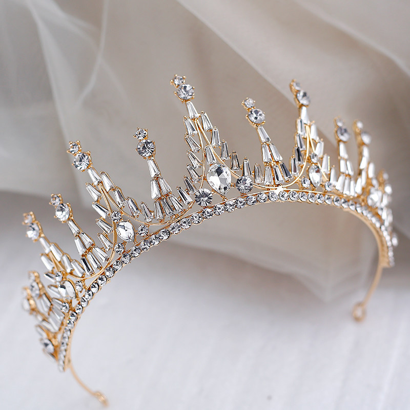 Buy The bride's crown tiara Korean wedding gold atmosphere delicate