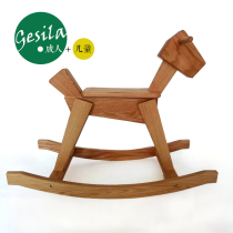Trojan horse full solid wood children's rocking chair strong children's day gift birthday gift log rocking horse environmental protection creative safety