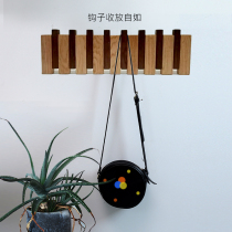 Nordic wood wood decorative hook door porch wall hanger coat hook door black walnut clothes hanging