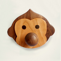 Monkey hook creative solid wood coat hook cartoon animal children clothes hook wooden zodiac decorative wall hook