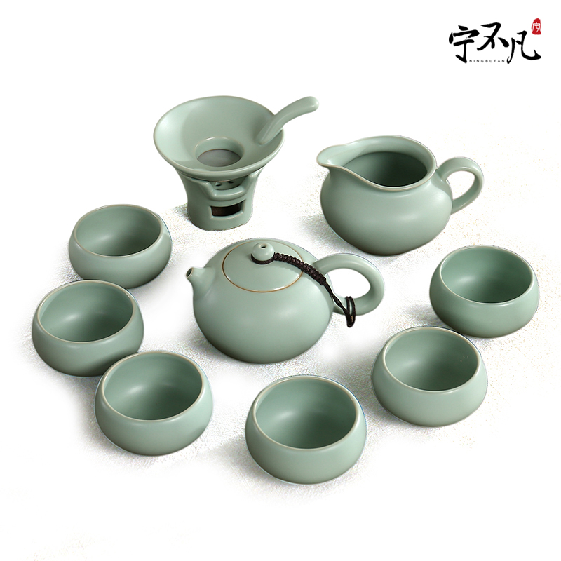 Ning uncommon kung fu tea sets your up tea set piece of household ceramic lid open bowl) azure your porcelain