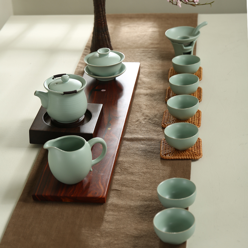 Ning uncommon kung fu tea sets your up tea set piece of household ceramic lid open bowl) azure your porcelain