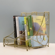Nordic simple desktop bookshelf shelf Office documents magazine book storage rack placement rack Wrought iron decoration