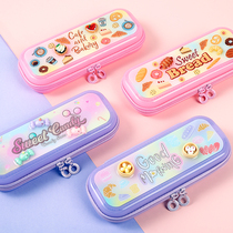 New 3D gourmet pencil bag girl Primary School student stationery box female large capacity transparent pencil box creative learning supplies