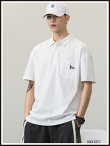 The high-end solar system of the warehouse stone is a unique white loose sport pure cotton POLO shirt male American summer tide card is simple