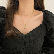 Double-layer stacked belt necklace female summer cool niche light luxury design sense neck chain 2021 New Korean Net red choker