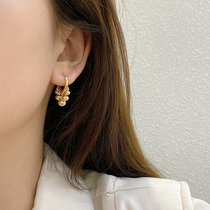Golden bean earrings 2021 New Tide earrings female summer heart shaped ear buckle metal earrings