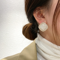 Full Drill Geometry Square Ear Nail 2021 New Wave Superior Feel Earrings South Korea East Gate Texture Milkshake Accessories