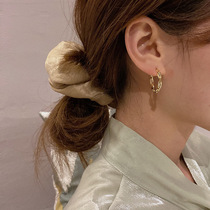 Zircon chain earrings 2021 New Tide texture metal earrings Korean temperament simple Net red ring ear ornaments