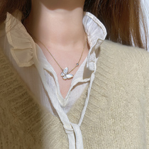 South Korea East Gate natural Fritillaria butterfly necklace 2021 new female summer niche temperament light luxury choker