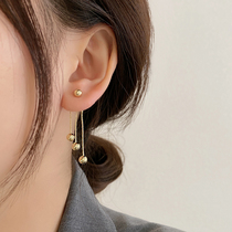 Golden Bean Bean Earrings Woman Long Streaming Suear Pendant 2021 New Chaoear Unique Design After Hanging Ball Ear Accessories