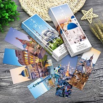 Travel around the world 32 bookmarks around the world High-definition beautiful architectural landmarks landscape message cards