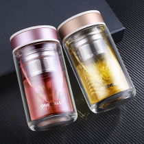 Japan Import M U J I BILAYER HEAT RESISTANT GLASS WATER CUP PORTABLE LADY INSULATION FILTER OFFICE TRENDNET RED