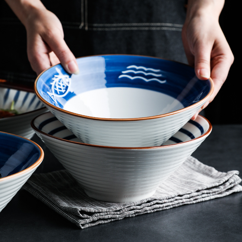 Shed in Japanese largest beef noodles in soup bowl of household ceramics rainbow such use pasta noodles rainbow such to use retro fruit salad bowl