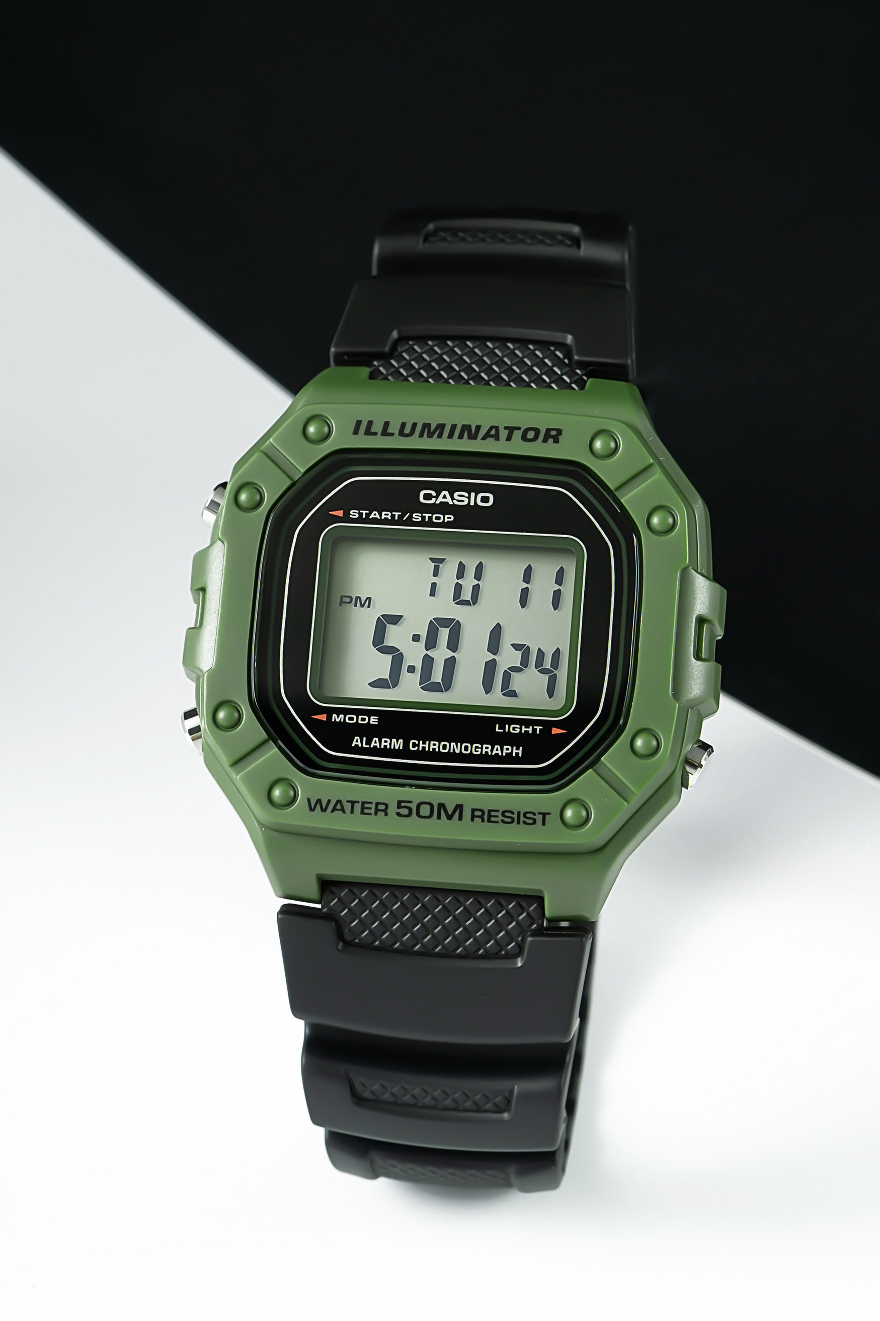 卡西欧数显方块石英表时尚运动防水手表男表w-218h-1a 2a 3a 4b2