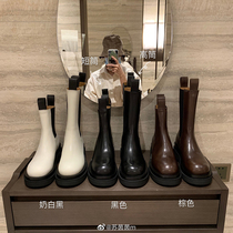 (sheii Su Yinyin)Deadly king blow-up ~ Chelsea big head Martin boots Cigarette tube thick bottom mid-barrel boots womens booties