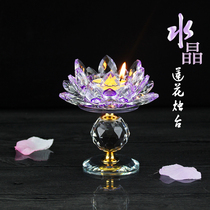 Buddhist supplies crystal glass lotus Candlestick ghee lamp holder long Ming religion for Buddha lamp Buddha Hall for table wealth lamp