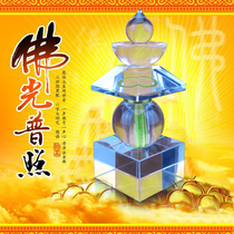 The white crystal stupa is attached to the Buddhist instruments and religious supplies.