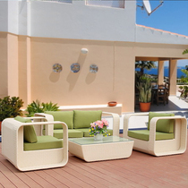 Balcony rattan sofa hotel model room courtyard terrace corner sofa coffee table combination outdoor imitation vine sofa